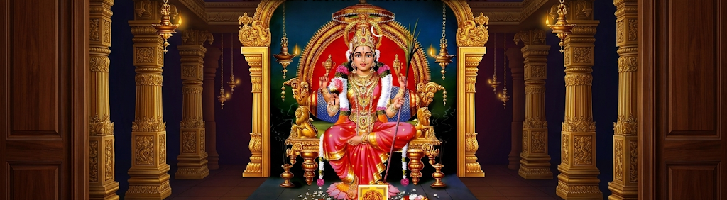 The Divine Form Of The Divine Mother Maa Sri Lalitha TripuraSundari, seated upon the Sacred Lotus