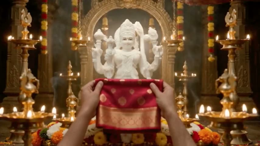 Aruṇadukūlaparidhānam The Divine Mother Is Robed in red silk.