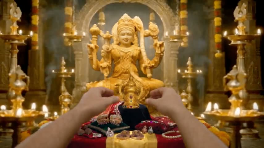 Navamaṇi Makuṭam The Crown Of Nine Gems Is Placed Upon The Divine Head Of Maa.