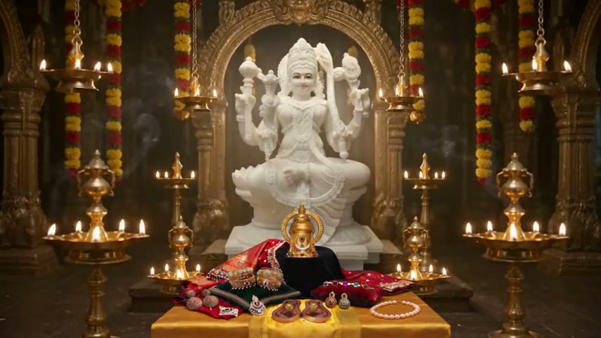 Ābharaṇa Avaropaṇam The Ornaments Of The Divine Mother Are Set Aside, before the Sacred bath.