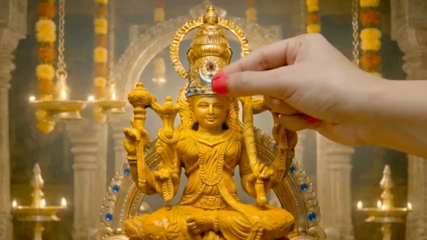 Sīmantasindūram Sindoor Is Set In The Divine Hair Parting Of Maa.