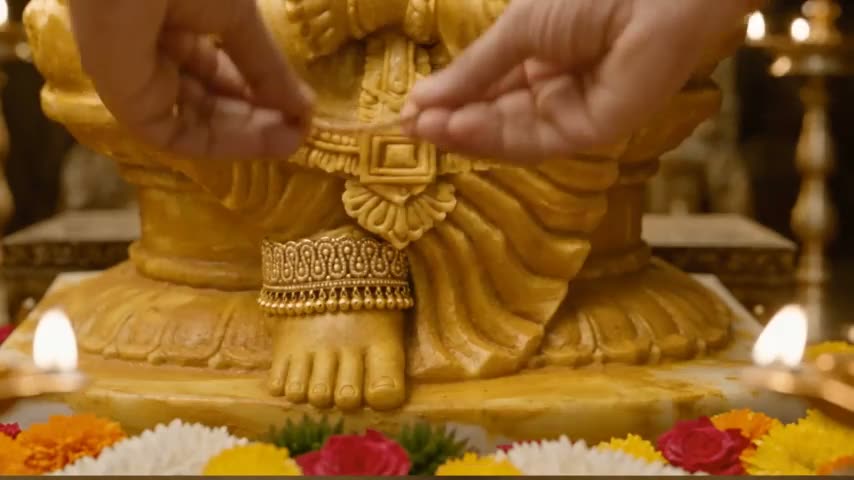 Ratnanūpuram Anklets Of Gems are offered At The Divine Feet Of Maa.