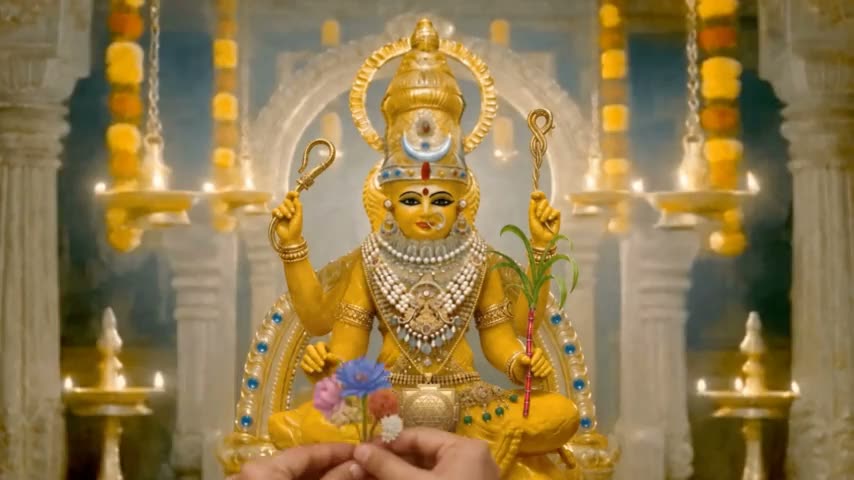 Puṣpabāṇam The Flower Arrows Are Placed In The Lower Right Hand Of The Divine Mother.