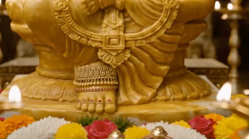 Śrīman Māṇikya Pāduke The Ruby Sandals are offered At The Divine Feet Of Maa.