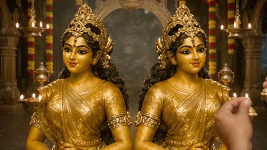 Sva Samāna Veṣābhir Āvaraṇa Devatābhiḥ Saha Mahācakrādhirohaṇam The attendants Of The Divine Mother are adorned in like splendour.