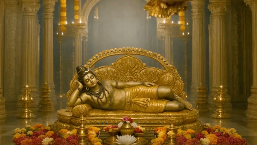 Kāmeśvarāṅkaparyaṅka Upaveśanam The Divine Vigraha Of Maa Is Placed In the divine lap of lord kameswara.