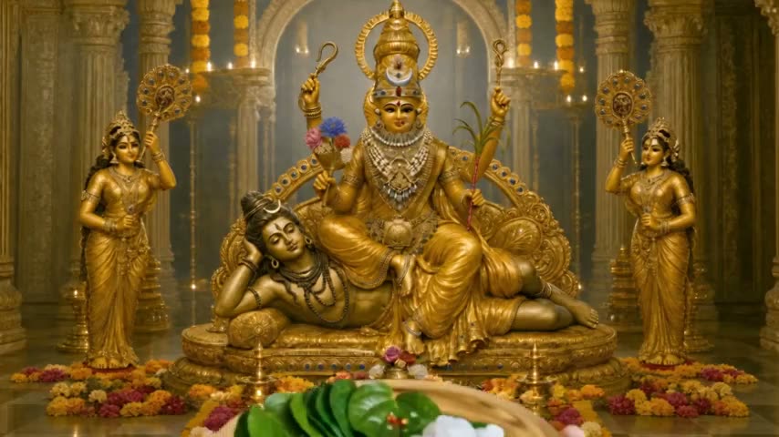 Karpūravīṭikā The Betel Leaf With Camphor is offered To The Divine Mother.