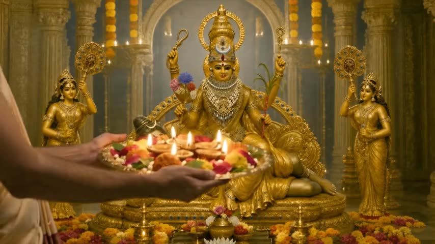 Maṅgalārtikam The Auspicious Ārti is offered To The Divine Mother.