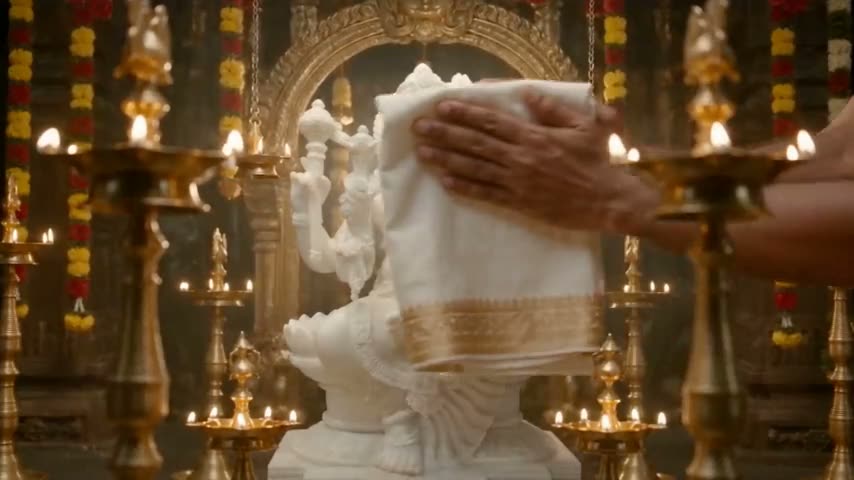 Dhautavastra Parimārjanam The Divine Vigraha Of Maa Is Gently Dried with soft cloth.