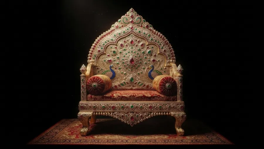 Ālepa Maṇḍapa Maṇipīṭhopaveśanam The Divine Mother Is Seated Upon The Gem Throne Of The Chamber Of Fragrance.