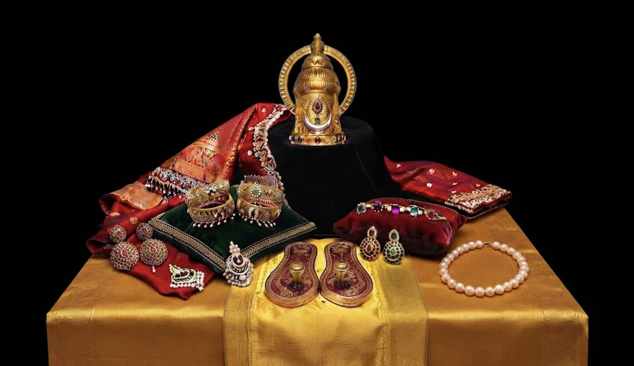 Ābharaṇa Avaropaṇam The Ornaments Of The Divine Mother Are Set Aside, before the Sacred bath.