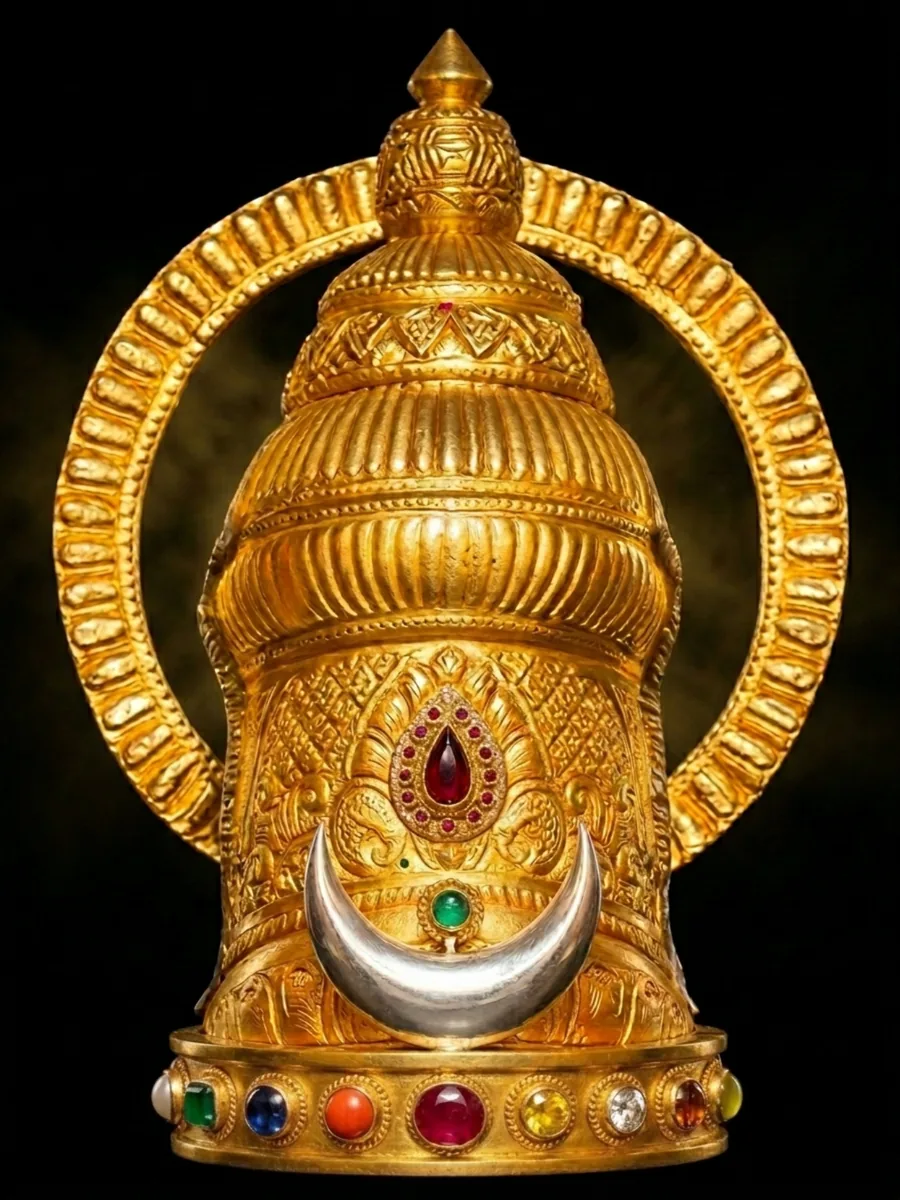 Candraśakalam মায়ের নবরত্ন দিব্য মুকুটের সম্মুখভাগের মধ্যস্থলে অর্ধচন্দ্র অলংকার স্থাপন করা হয়।