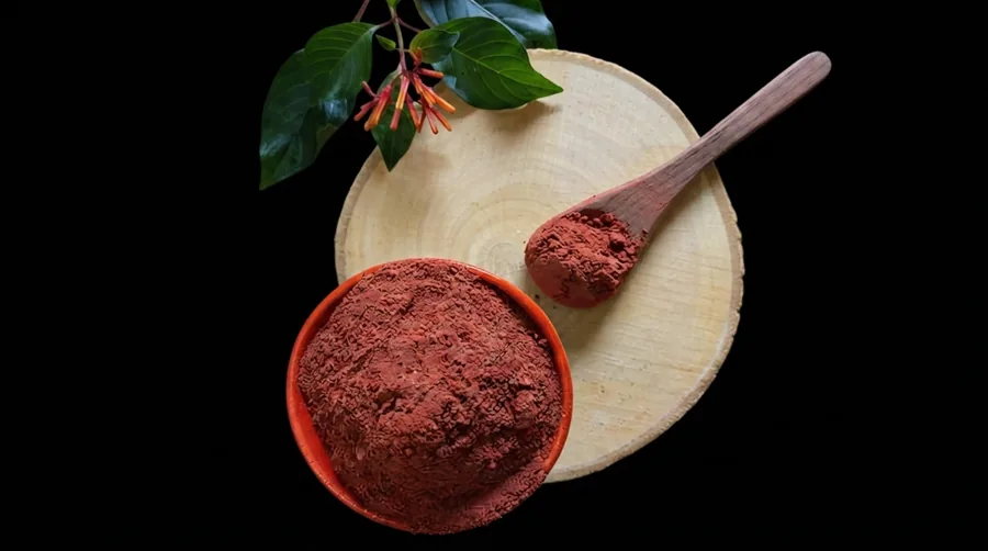 Adharayāvakam মায়ের দিব্য অধরে প্রলেপ লাগানো হয়।