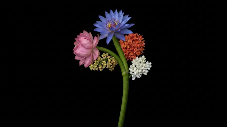 Puṣpabāṇam The Flower Arrows Are Placed In The Lower Right Hand Of The Divine Mother.