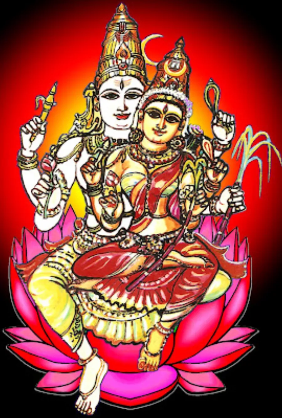 Kāmeśvarāṅkaparyaṅka Upaveśanam The Divine Vigraha Of Maa Is Placed In the divine lap of lord kameswara.